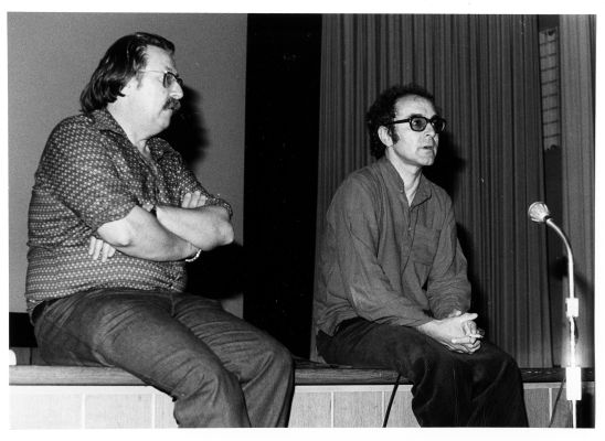 Freddy Buache et Jean-Luc Godard au symposium de la FIAF à Lausanne en mai 1979. Photo : André Chevailler