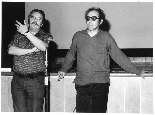 Freddy Buache et Jean-Luc Godard au symposium de la FIAF à Lausanne en mai 1979. Photo : André Chevailler