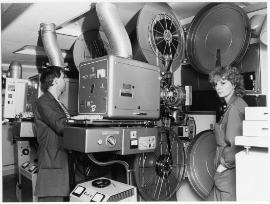 La cabine du Cinématographe à Montbenon, vers 1986