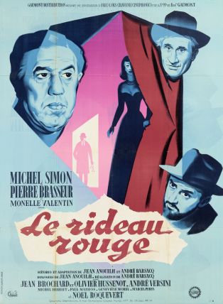 Affiche française du film "Le Rideau rouge" (André Barsacq, 1952), lithographie