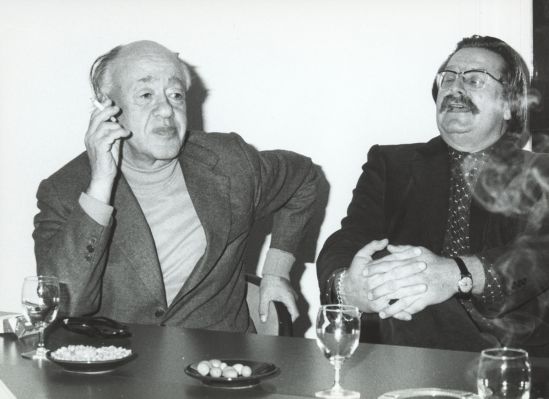 Eugène Ionesco et Freddy Buache présentent La Vase de Heinz von Cramer à la Cinémathèque suisse, le 8 novembre 1978
