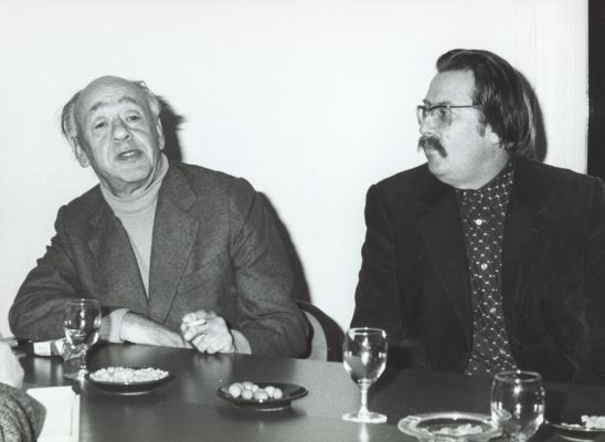 Eugène Ionesco et Freddy Buache présentent La Vase de Heinz von Cramer à la Cinémathèque suisse, le 8 novembre 1978