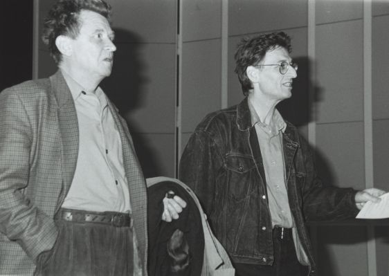 Jean-Marie Straub et François Albera à la Cinémathèque suisse, années 1990