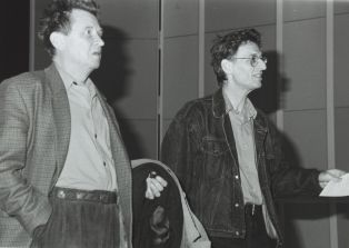 Jean-Marie Straub et François Albera à la Cinémathèque suisse, années 1990