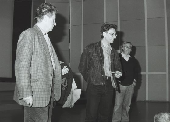 Jean-Marie Straub, François Albera et Freddy Buache à la Cinémathèque suisse, années 1990