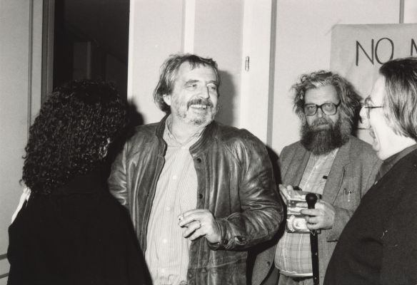 Alain Tanner et Freddy Buache lors de la première de No Man's Land à la Cinémathèque suisse en 1985. Photo : Victor Wirthner