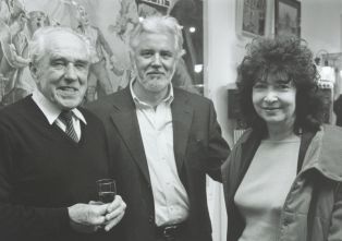 René Favre, Hervé Dumont et Marie-Claude Jequier lors de la fête pour le 50ème anniversaire de la Cinémathèque suisse, Casino de Montbenon, 1998