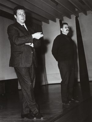 Philippe Arthuys et Freddy Buache au 5ème Congrès International du Cinéma Indépendant (CICI) à l'Aula du Collège de Béthusy, septembre 1965