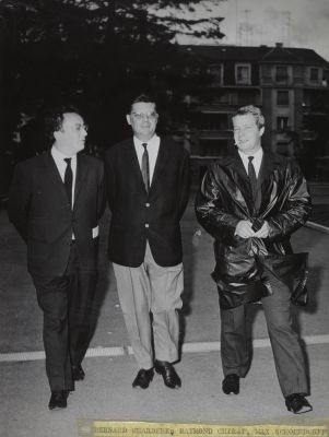 Bernard Chardère, Raymond Chirat et Max Schoendorff au 5ème Congrès International du Cinéma Indépendant (CICI) à Lausanne en 1965