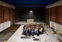 L'équipe de la Cinémathèque suisse au chantier du Capitol...