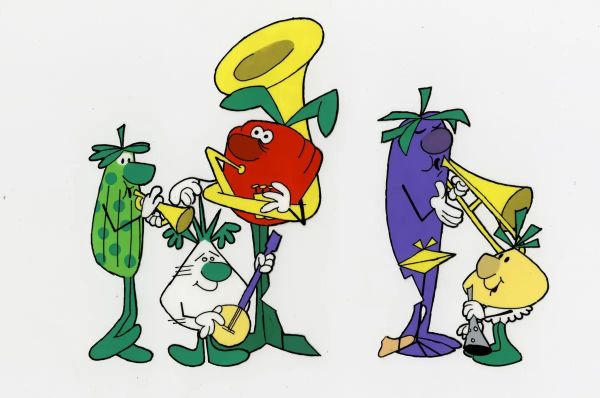 Cellulo de Pickles Band, pour la série de spots publicitaires réalisée par Edmond Liechti pour les cornichons Chirat (années 1960-1970)
