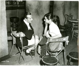 Fred Astaire et Audrey Hepburn lors du tournage du film "Funny Face" (Stanley Donen, 1957)